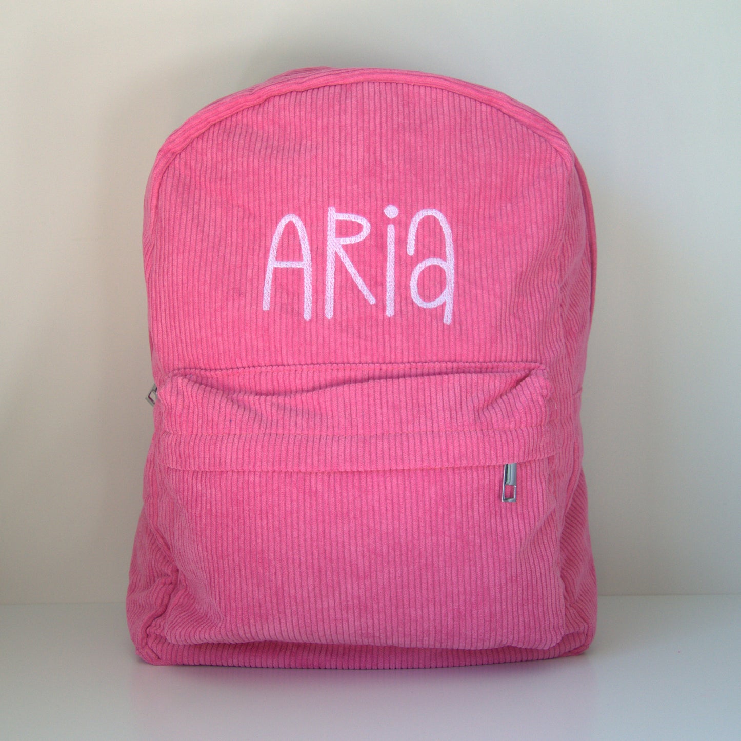 PERSONALISED RASBERRY PINK CORDUROY BACKPACK