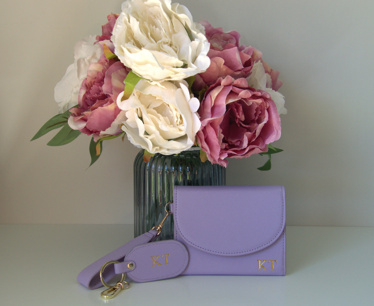 PERSONALIZED LILAC LEATHER WALLET