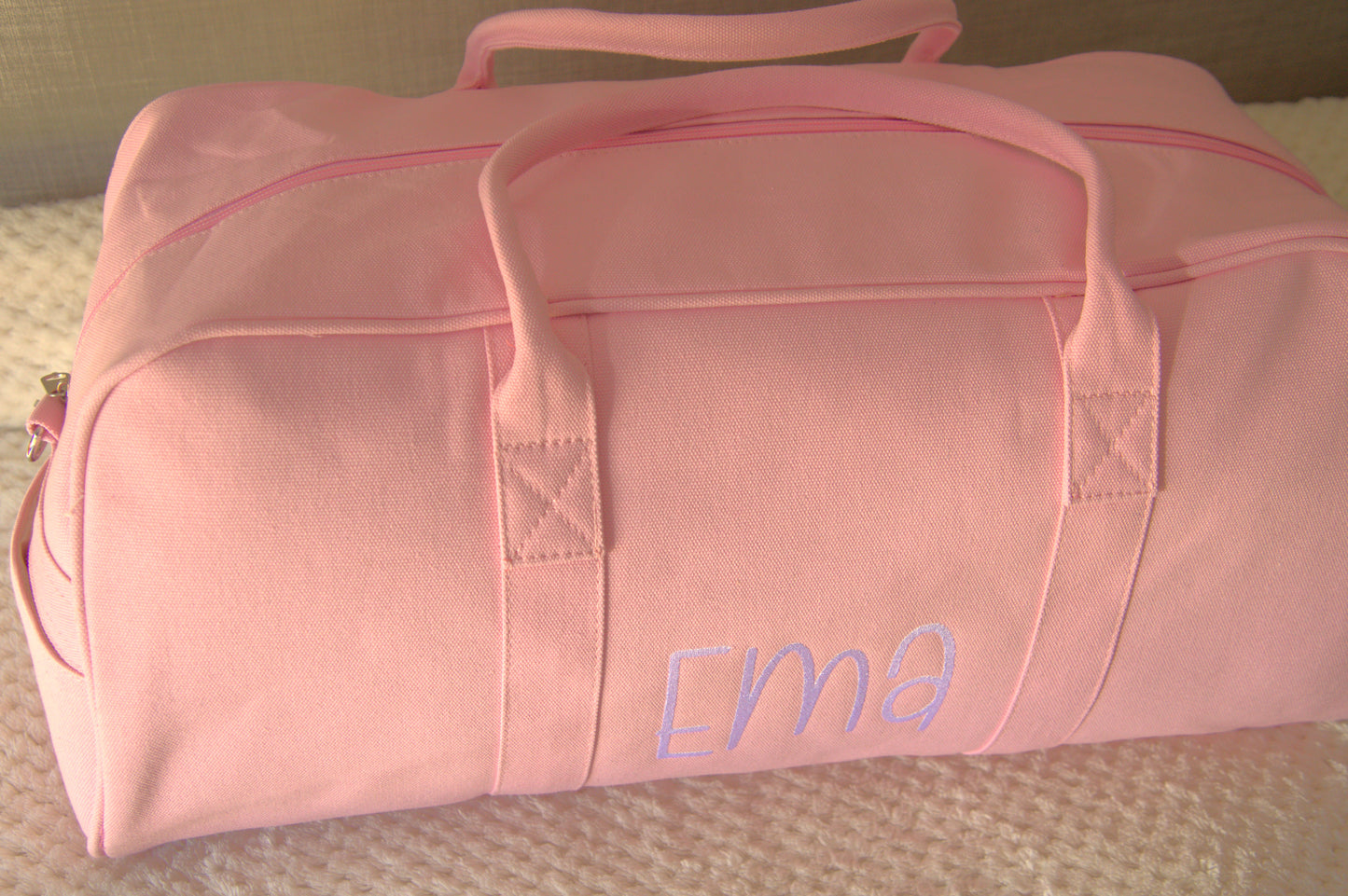 PERSONALISED BABY PINK OVERNIGHT BAG