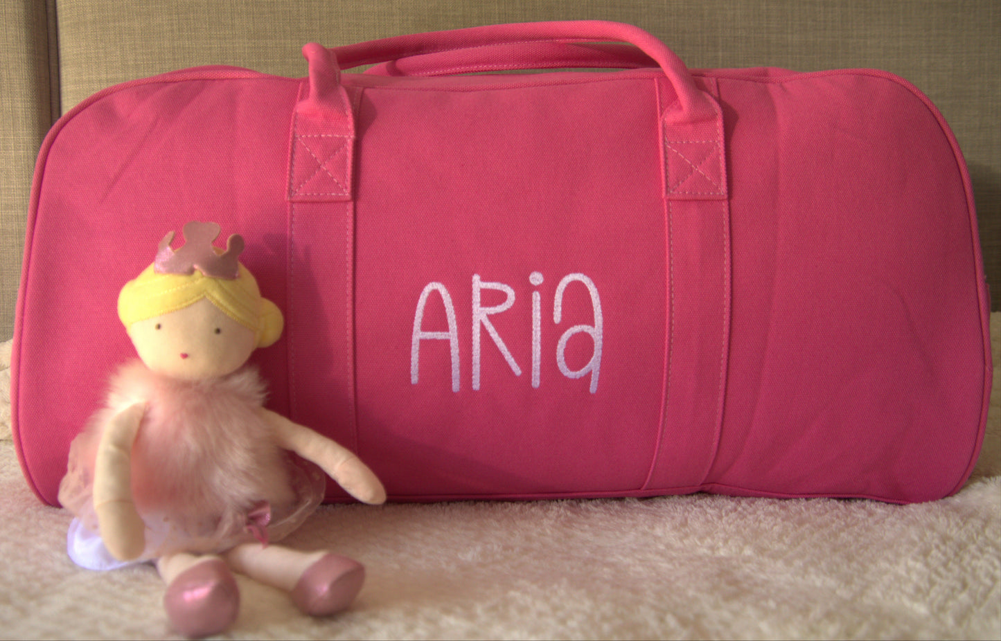 PERSONALISED RASBERRY PINK OVERNIGHT BAG