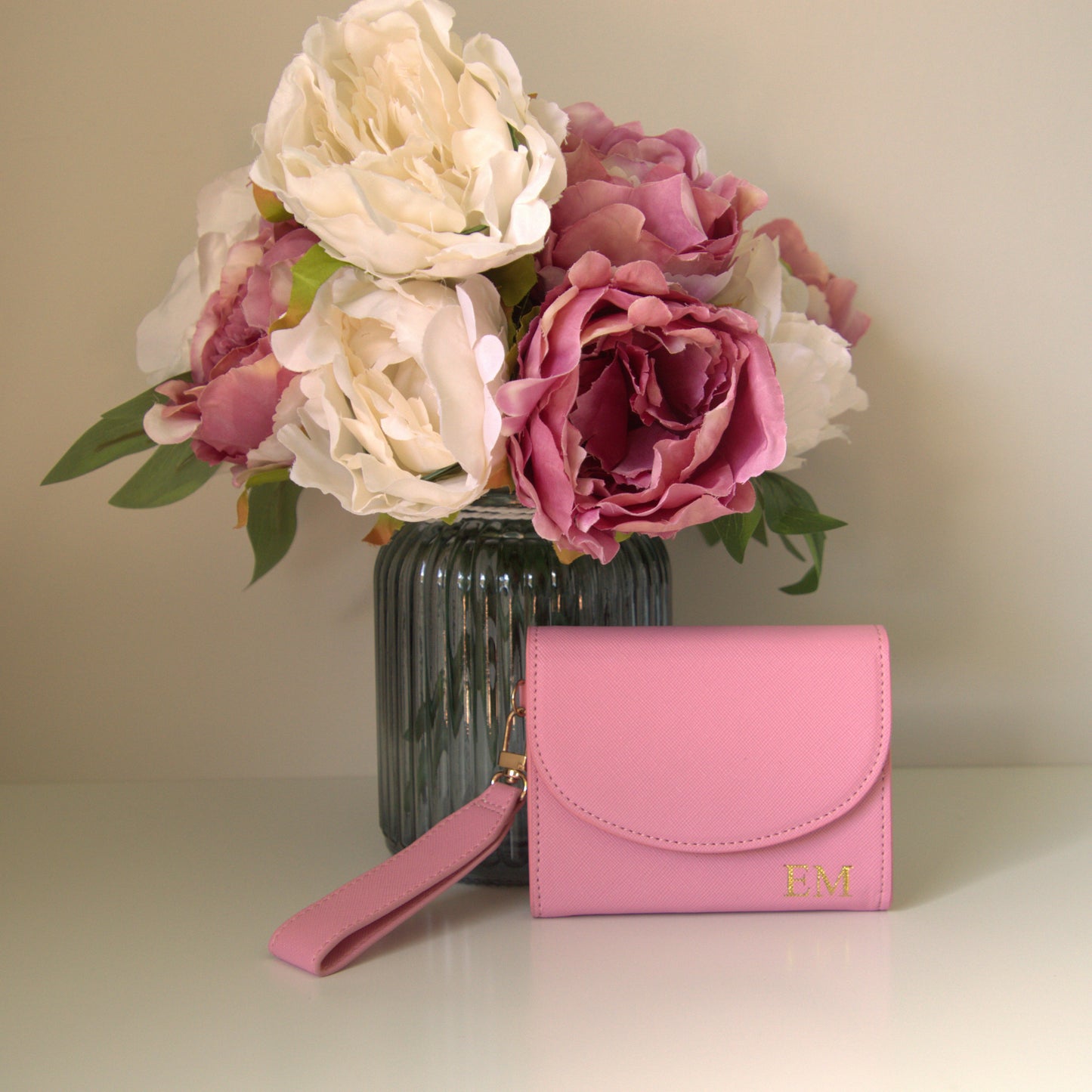 PERSONALIZED BABY PINK LEATHER WALLET