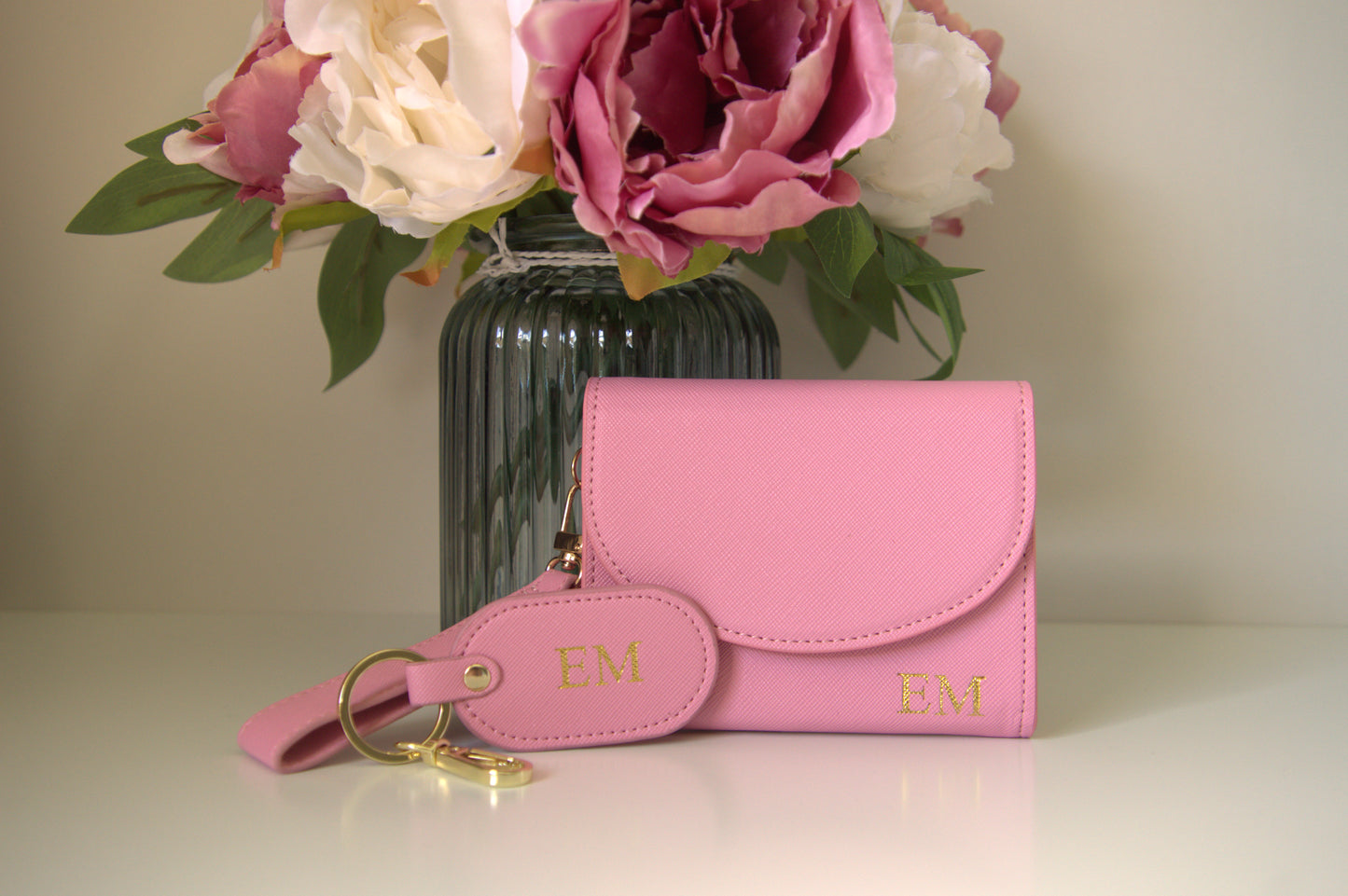 PERSONALIZED BABY PINK LEATHER WALLET