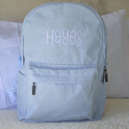 PERSONALISED LIGHT BLUE CORDURAY BACKPACK