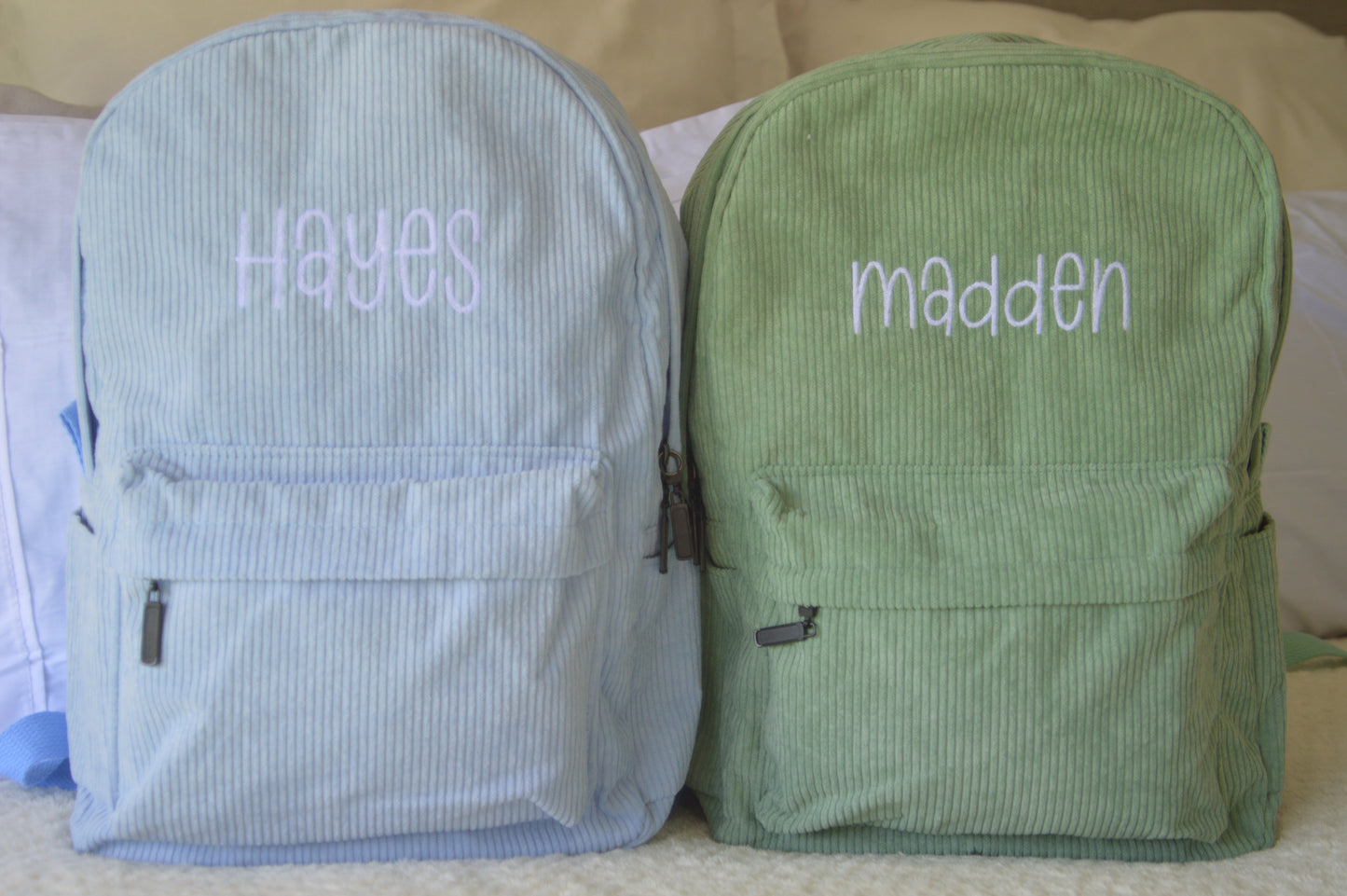 PERSONALISED LIGHT BLUE CORDURAY BACKPACK
