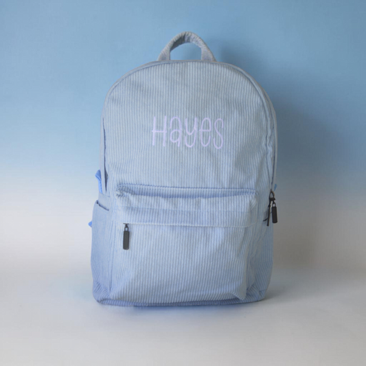PERSONALISED LIGHT BLUE CORDURAY BACKPACK