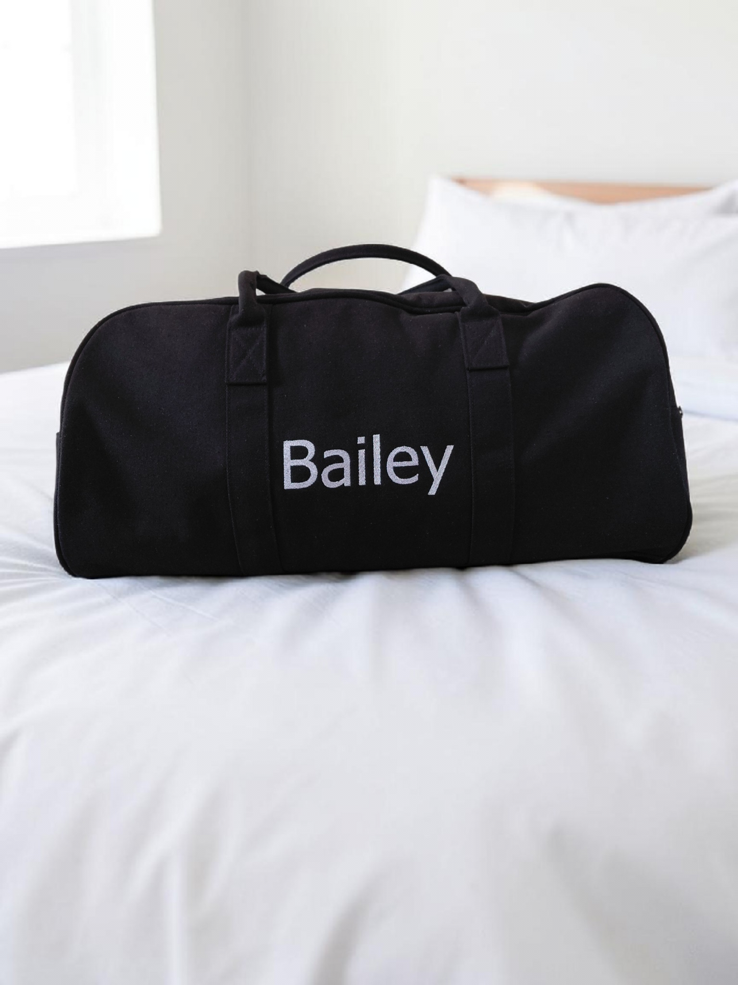 PERSONALISED BLACK OVERNIGHT BAG