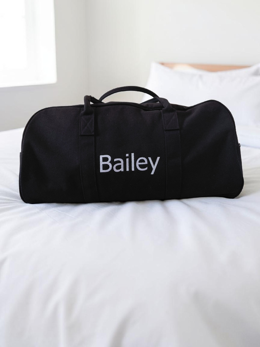 PERSONALISED BLACK OVERNIGHT BAG