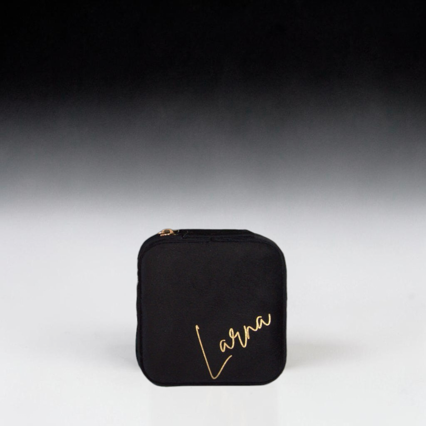 PERSONALISED MIDNIGHT BLACK VELVET JEWELLERY BOX