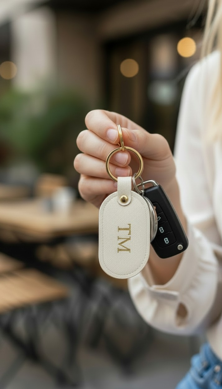 WOMENS MONOGRAMMED WHITE CLUTCH BAG AND KEYRING BUNDLE