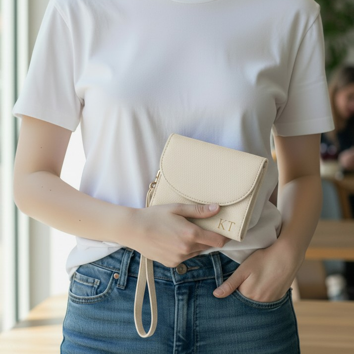 PERSONALISED IVORY LEATHER WALLET