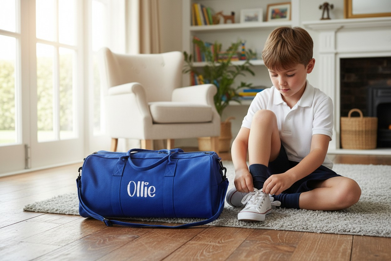 PERSONALISED BLUE OVERNIGHT BAG