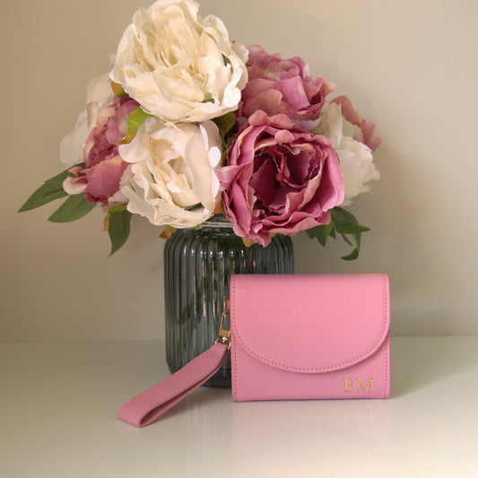 PERSONALIZED BABY PINK LEATHER WALLET